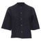 Women's Comme des Garcons navy blue pinstripe wool baseball shirt