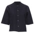 Women's Comme des Garcons navy blue pinstripe wool baseball shirt