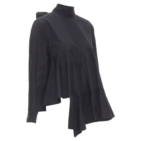 Women's Comme des Garcons asymmetric tiered flared tie back shirt