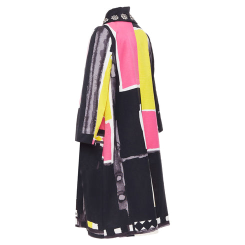 Women's Kenzo Defile abstract geometric crystal collar coat