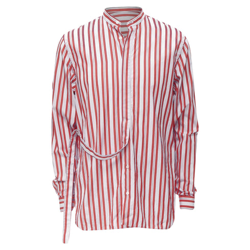 Men's Jil Sander cotton red vertical stripes deconstructed shirt