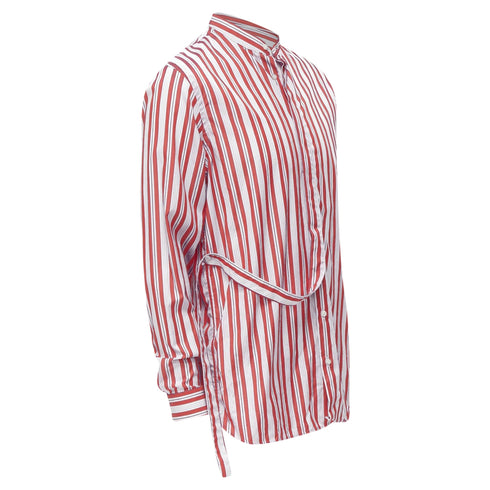 Men's Jil Sander cotton red vertical stripes deconstructed shirt