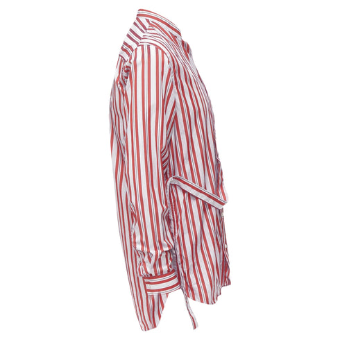 Men's Jil Sander cotton red vertical stripes deconstructed shirt