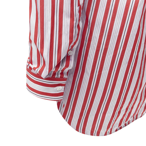 Men's Jil Sander cotton red vertical stripes deconstructed shirt