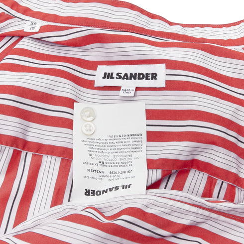 Men's Jil Sander cotton red vertical stripes deconstructed shirt