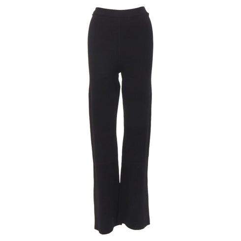 Women's Nanushka black viscose nylon knitted wide leg pants