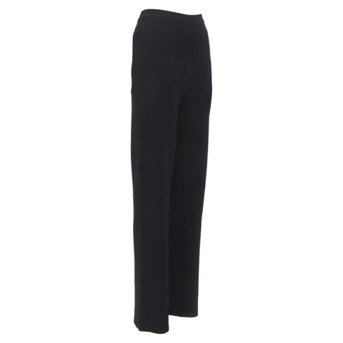 Women's Nanushka black viscose nylon knitted wide leg pants