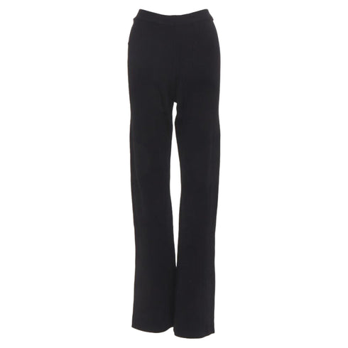 Women's Nanushka black viscose nylon knitted wide leg pants