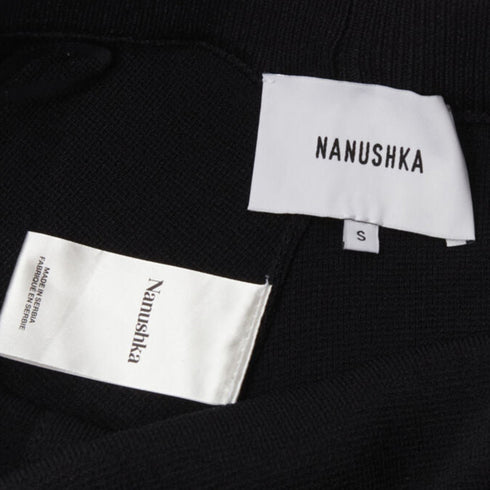 Women's Nanushka black viscose nylon knitted wide leg pants