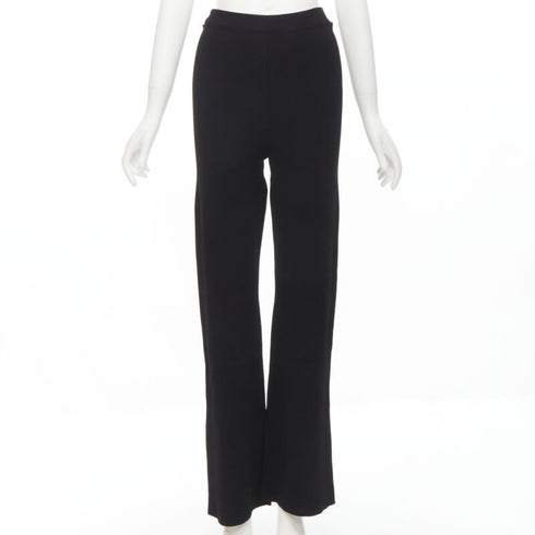 Women's Nanushka black viscose nylon knitted wide leg pants