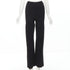 Women's Nanushka black viscose nylon knitted wide leg pants