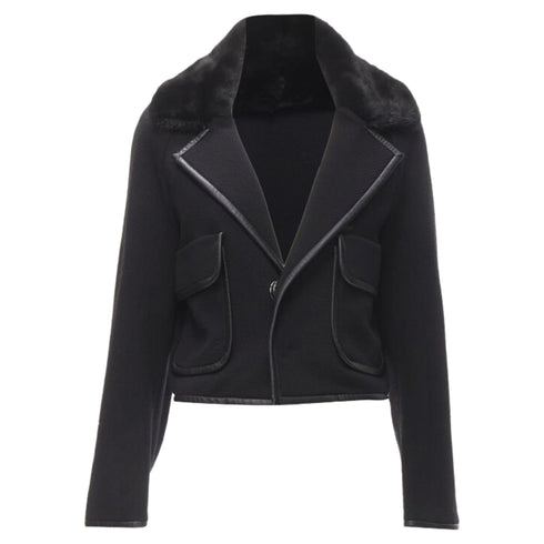 Women's Dsquared mink fur collar leather trim cotton wool jacket