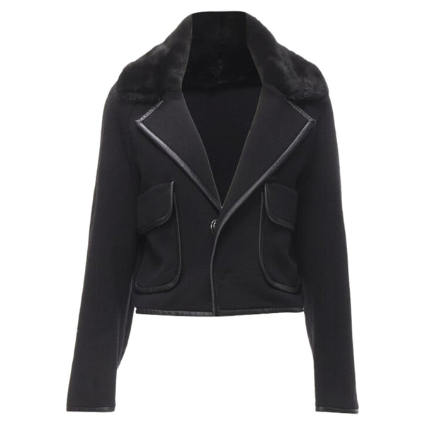 Women's Dsquared mink fur collar leather trim cotton wool jacket