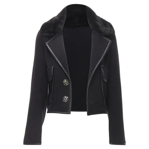 Women's Dsquared mink fur collar leather trim cotton wool jacket