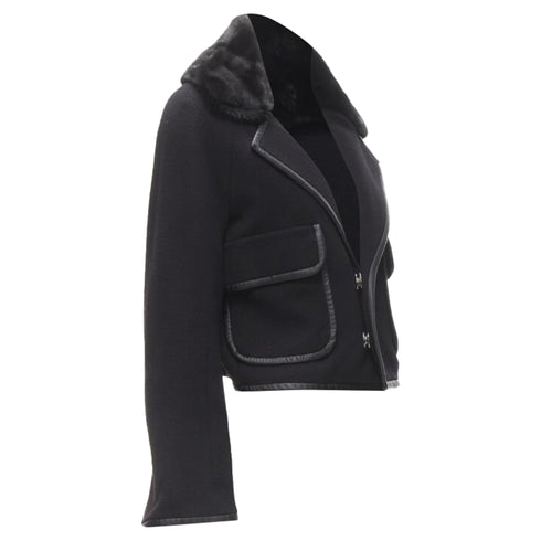 Women's Dsquared mink fur collar leather trim cotton wool jacket