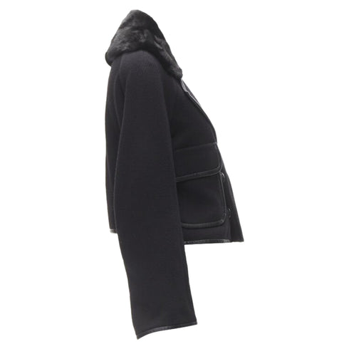 Women's Dsquared mink fur collar leather trim cotton wool jacket