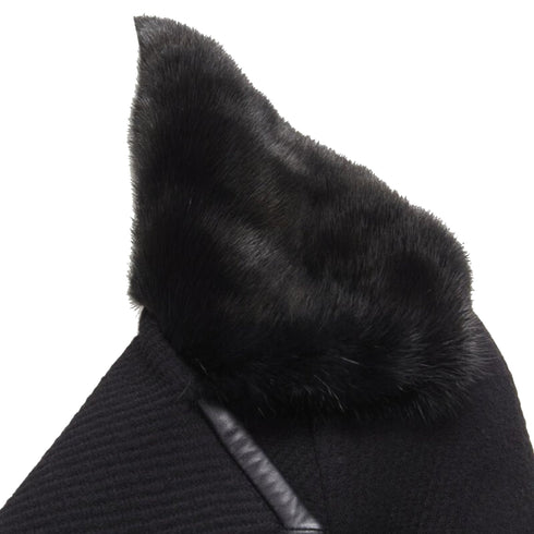Women's Dsquared mink fur collar leather trim cotton wool jacket
