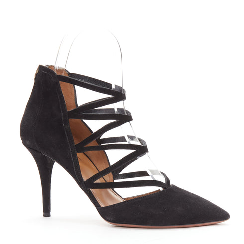 Women's Aquazzura Electric suede criss cross strappy booties pump