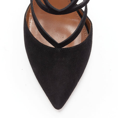 Women's Aquazzura Electric suede criss cross strappy booties pump