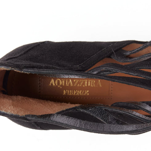 Women's Aquazzura Electric suede criss cross strappy booties pump
