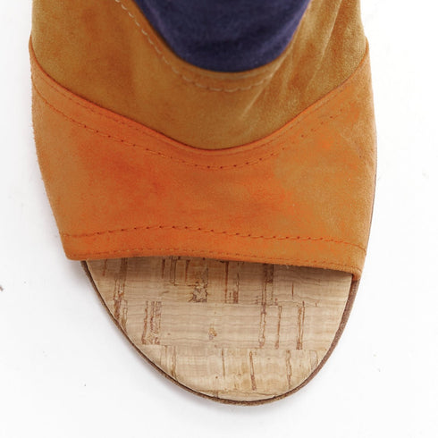 Women's Gianvito Rossi suede leather color block cork mules