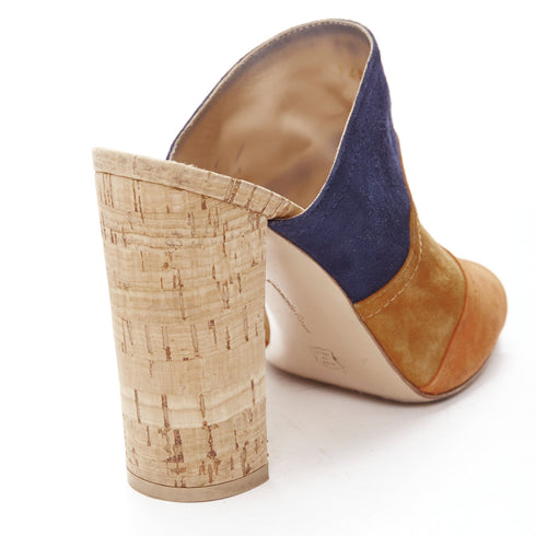 Women's Gianvito Rossi suede leather color block cork mules