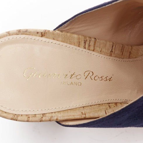 Women's Gianvito Rossi suede leather color block cork mules