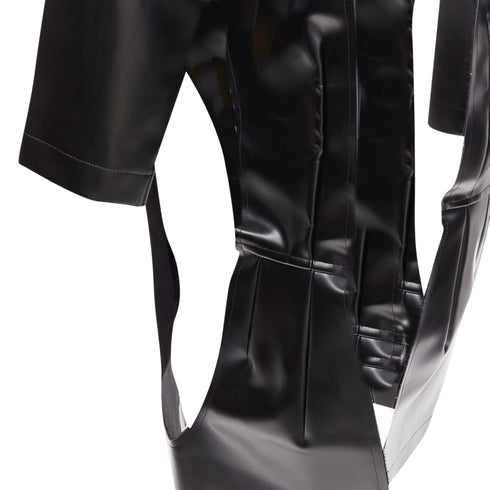 Women's Comme des Garcons black faux leather open frame cut out top