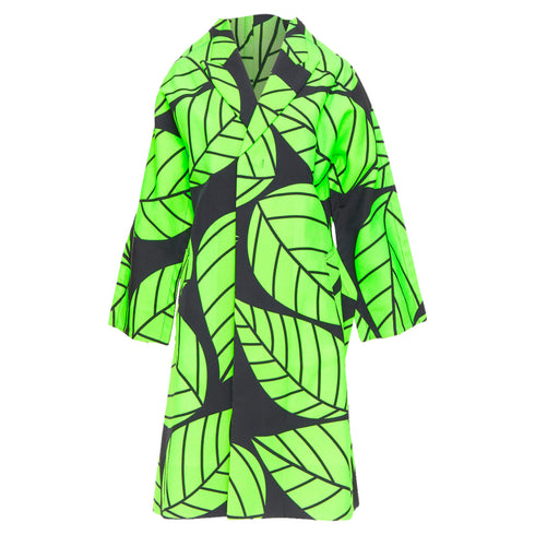 Women's Comme des Garcons leaf print 2D oversized structured canvas coat