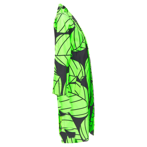 Women's Comme des Garcons leaf print 2D oversized structured canvas coat
