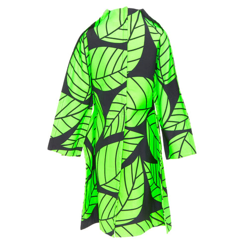 Women's Comme des Garcons leaf print 2D oversized structured canvas coat