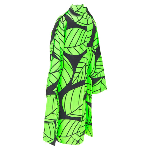 Women's Comme des Garcons leaf print 2D oversized structured canvas coat