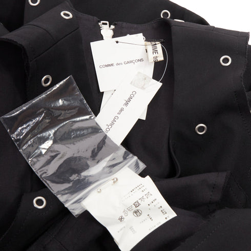 Women's Comme des Garcons black wool silver grommet cut out pannier dress