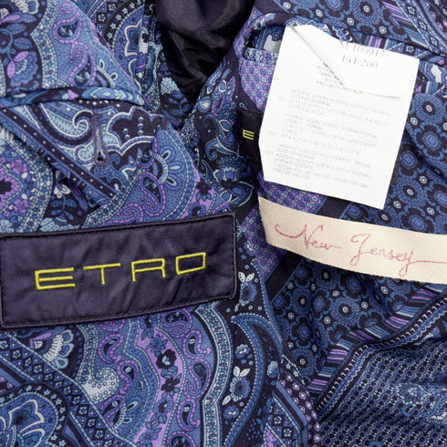 Men's Etro New Jersey navy cotton paisley lined blazer