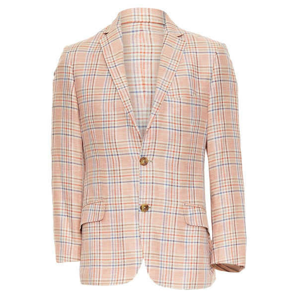 Men's Etro Superleggera pink blue checkered linen cotton blazer
