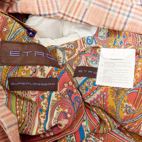 Men's Etro Superleggera pink blue checkered linen cotton blazer