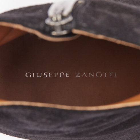 Men's Giuseppe Zanotti Sheldon black suede metal toe block heel boots
