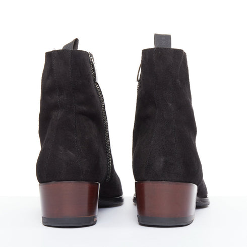 Men's Giuseppe Zanotti Sheldon black suede metal toe block heel boots