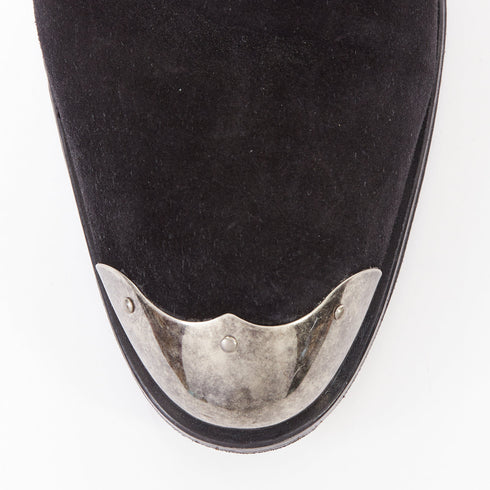 Men's Giuseppe Zanotti Sheldon black suede metal toe block heel boots