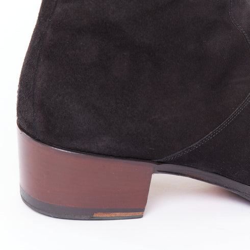 Men's Giuseppe Zanotti Sheldon black suede metal toe block heel boots