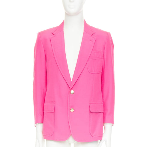 Men's Etro silk magenta pink pocket flap single breasted blazer