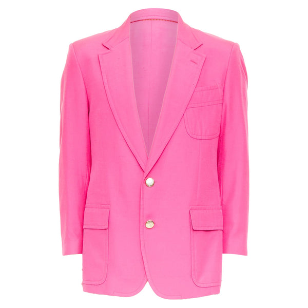 Men's Etro silk magenta pink pocket flap single breasted blazer