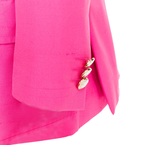 Men's Etro silk magenta pink pocket flap single breasted blazer