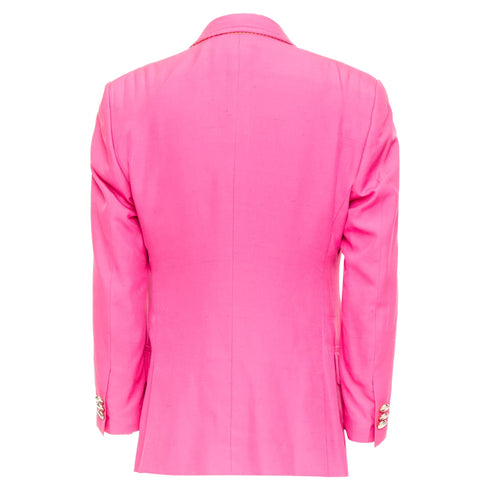 Men's Etro silk magenta pink pocket flap single breasted blazer
