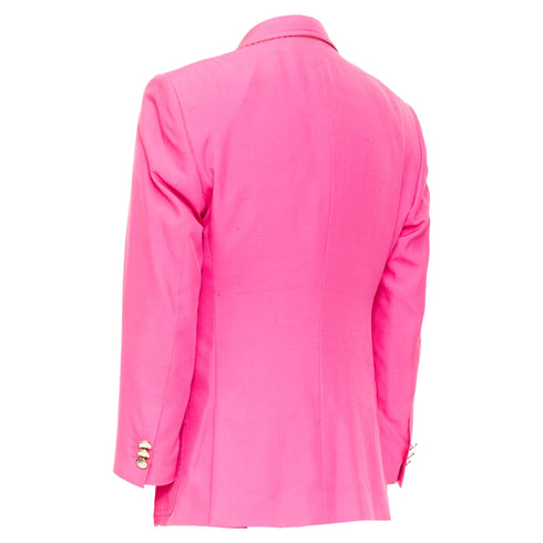 Men's Etro silk magenta pink pocket flap single breasted blazer