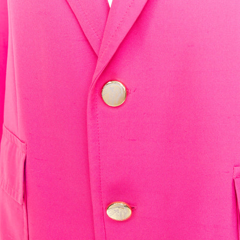 Men's Etro silk magenta pink pocket flap single breasted blazer