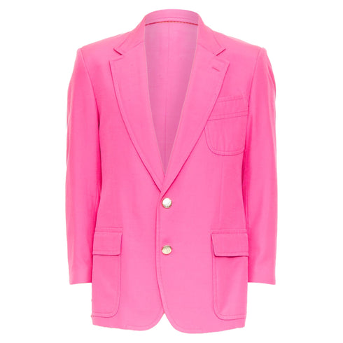 Men's Etro silk magenta pink pocket flap single breasted blazer