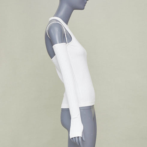 Women's Helmut Lang cutout asymmetrical ribbed cotton knit top