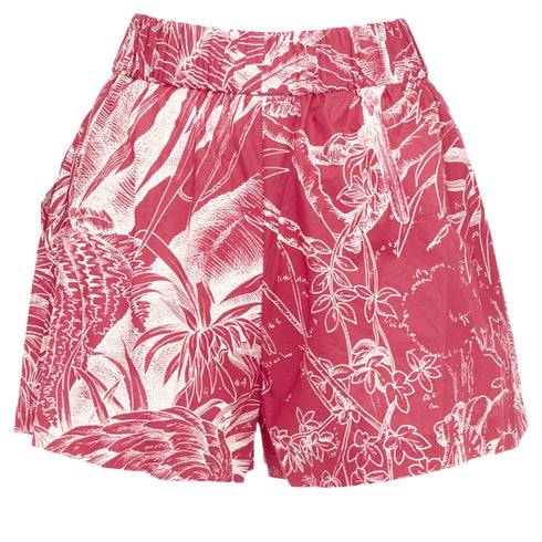 Women's Red Valentino Tropical Parrot high waist printed shorts