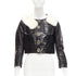 Women's Dsquared2 asymmetric fur collar jewel button leather jacket